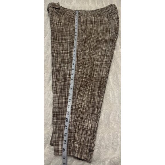 Talbot's Woman Capri Pants Brown & White Plaid Print Linen Blend Women Size 14W - Picture 14 of 16